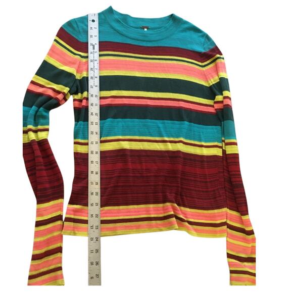Free People Colorful Striped Sweater, Size Medium - Picture 3 of 6